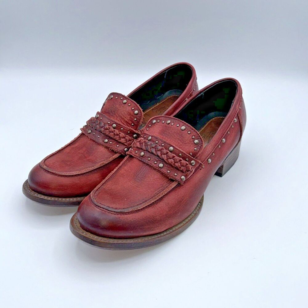 Freebird Myla Leather Oxford Loafer Shoes Women's Sz 10 Wine 1.25" Heel Mexico